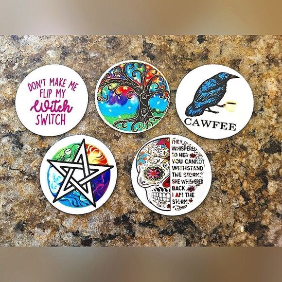Set of 5 aluminum wiccan magnets - Picture 1 of 2